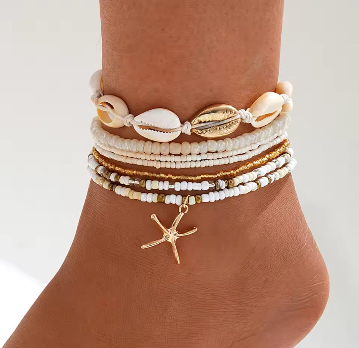 Starfish Pendant Anklet Set