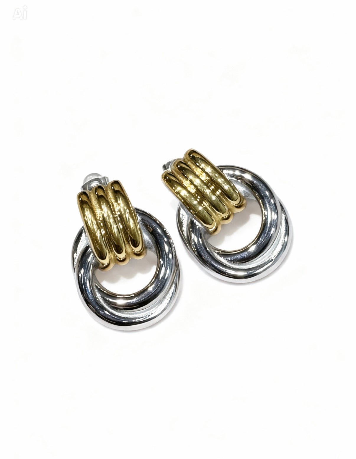 Elegant gold and silver earring