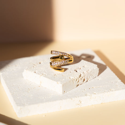 Gold Twist Ring with Crystal Accents