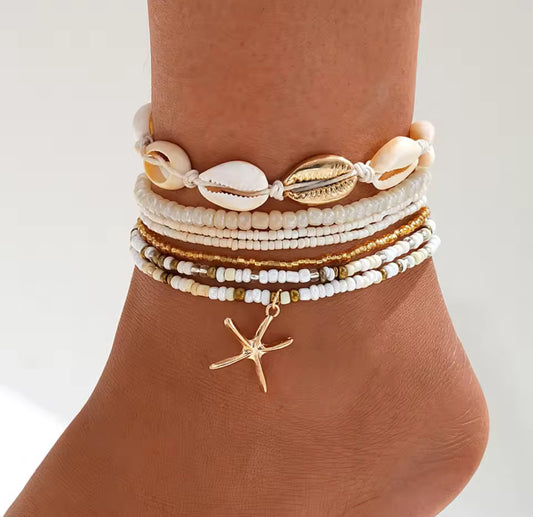 Starfish Pendant Anklet Set