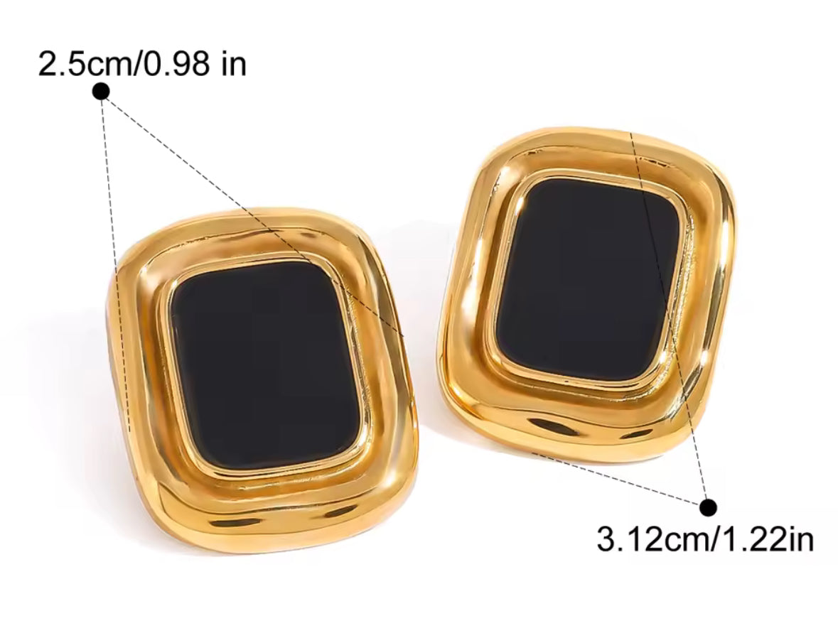 Plated Black Stone Earrings